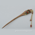 Fashion hair pin rose flower stylish wooden clasp classic national style hair wear unique wholesale deco accessory women HF81465